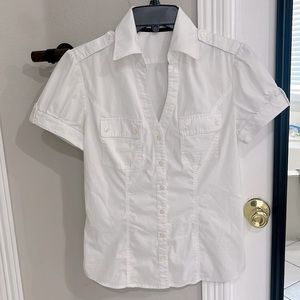 Express design studio fitted short sleeve button down business shirt - small